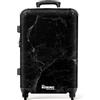 NoBoringSuitcases.com® Valigia Media Rigida 67 cm 72L, Grande Trolley Leggero 20 kg, Bagaglio con Marmo - Nero - Minimalista