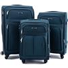 R.Leone Valigia da 1 pezzo Fino a Set 3 Trolley Espandibile grande, medio e bagaglio a mano 4 ruote in stoffa 214 (Verde, Set 3 S M L)