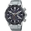 Casio Orologio Solare Uomo, misura cassa 55.60mm con quadrante Nero Analogico e cinturino Argento in Cinturino in metallo EQB-2000DB-1AER