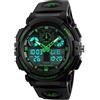 TONSHEN Uomo Orologi da Polso Subacqueo 50M Impermeabile Elettronico Plastica Lunetta e Gomma Band Sportivo Outdoor LED Digital Militare Tattica Orologio Quarzo Doppio Tempo (Verde)