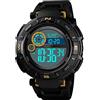 TONSHEN Multifunzione Digitale Orologi da Polso da Uomo Impermeabile 50M LED Elettronico Doppio Tempo Outdoor Sportivo Orologio Plastica Cassa e Gomma Cinturino Quadrante Grande