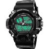 TONSHEN Sportivo Digitale Orologi da Uomini Outdoor LED Elettronico Militare 50M Impermeabile 12h/24h Tempo Dual Time Cronometro Controluce Quarzo Calendario Date Day Orologio da Polso da Uomo (Nero)