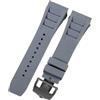 ROUHO 25mm Cinturino di Ricambio in Gomma Premium, Bracciale Regolabile in Silicone per Richard Mille RM-11-Grigio + Nero Fibbia