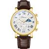 FANMIS Orologio analogico classico, multifunzione, militare, sportivo, da uomo, impermeabile, con cronografo luminoso, cielo stellato, fase lunare, in pelle