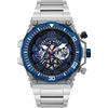 GUESS Orologio da polso con quadrante tagliato, Tono argento/argento/blu, ESPOSIZIONE