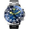 Panzera MECHA 45C Cronografo Quarzo Acciaio Blu Data Zaffiro Orologio Uomo