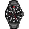 Panzera Flieger 45G Meccanico Automatico Acciaio Nero Pelle Zaffiro Data Orologio Uomo
