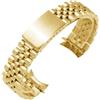 ROUHO Acciaio Inossidabile Cinturino Orologio Catena Chiusura Deployante Ricambio Bracciale Orologio per Rolex Oyster Perpetual Datejust-Oro 17mm