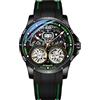 TEINTOP Orologi scheletro da uomo Orologio meccanico automatico con ruote a doppio equilibrio, Nero verde, Casual