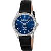Just Cavalli Animalier Diva - Orologio da polso da donna al quarzo moda cinturino in pelle nero cassa in acciaio inox display analogico blu - JC1L095L0315