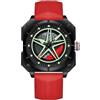 Forrader Orologio da uomo con ruota per auto, quadrato, al quarzo, impermeabile, sportivo, in acciaio inox, con design con mozzo girevole 3D, regalo per gli appassionati di auto