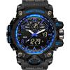 Forrader Orologi militari da uomo Orologi sportivi all'aperto per gli uomini Impermeabile tattico esercito orologio da polso Multi funzione LED allarme cronometro digitale analogico orologi, nero/blu