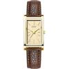carlien Orologio da donna al quarzo, elegante, rettangolare, con cinturino in pelle e corona di cristallo blu, Y Oro Marrone, Moda, classica, semplice
