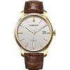 Lobinni Orologio da polso minimalista alla moda da uomo con cinturino in pelle, Oro-bianco-marrone