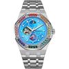 DAXIAOYU Orologio da uomo meccanico a carica manuale, orologio da polso in acciaio inox, cinturino a diamante, cielo stellato, design luminoso, orologi alla moda per uomo