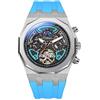 DAXIAOYU Orologio sportivo da uomo, con tourbillon, automatico, meccanico, quadrante multifunzione, con fasi lunari, visualizzazione della data e della settimana, cassa in acciaio inossidabile,