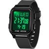 Forrader Orologio digitale quadrato, orologio militare da uomo, impermeabile fino a 5 atm, orologio sportivo per attività all'aria aperta, con luce/sveglia/data/doppio orario/conto alla rovescia