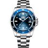 FORSINING Orologio meccanico automatico da uomo con cinturino in acciaio inossidabile da 20 mm a carica manuale, blu, Bracciale