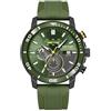 FORSINING Orologio da uomo, analogico, al quarzo, sportivo, cronografo, orologio da polso, cinturino in silicone, impermeabile, casual, alla moda, display per affari, verde, cinghia