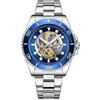 FORSINING Orologio da polso analogico al quarzo, da uomo, 22 mm, cinturino in acciaio inox, quadrante grande, alla moda, impermeabile, luminoso, Blu