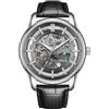 FORSINING Orologio meccanico scheletro da uomo con cinturino in pelle impermeabile moda business lusso grande quadrante orologio da polso per uomo luminoso, Nero , cinturino