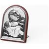 Albalù Icona Sacra Madonna che Allatta Mini 3x4 cm - Quadretto Sacro Ad Arcata in Argento Laminato con Retro in Legno, da Appoggio - Idea Regalo e Bomboniera