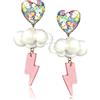 Granrouto Nuvola Fulmine Orecchini Donna Argento 925 Handmade Originale Pendenti Gioielli 3D Cuore Orecchini per Ragazza Anallergici Ideale Regalo per Donna Bambina
