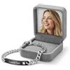 Fanery Sue Bracciale Personalizzato per Donna | Incisione Doppia Faccia con Nome, Bracciale Regolabile Gioiello di Amicizia per Compleanno Festa della Mamma (Bracciale a maglie nero)