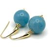 Generic Orecchini con Giada Blu, Pendenti in Vermeil Dorato 24 K Made in Italy, Gioielli Pietre Naturali, Bijoux Estate