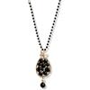 Generic Collana Lunga 60 cm con Onice Nero, Perle e Cristalli - Collana Artigianale Fatta a Mano, Ottone Anallergico, Made in Italy
