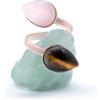 Zarrella Gioielli Anello Contrariè Argento e Oro Rosa: Fascino Magnetico e Armonia Profonda - Occhio di Tigre e Quarzo Rosa, Incontro di Luce e Potere - Regalo Perfetto per Donna, Mamma, Ragazza - Anello Artigianale