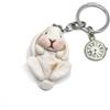 Handmade Portachiavi coniglio ariete bianco e orologio - portachiavi bianconiglio di Alice