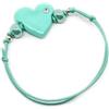 Generic Bracciale cordino cerato con cuore azzurro acqua