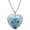 Handmade Generico BeFloral Collana Donna Cuore Portafoto in Acciaio Inossidabile Argento con Fiori Veri Nontiscordardimè Azzurri, Ciondolo Apribile 2,5 cm, Catena 45+5 cm, Idea Regalo