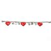 Handmade Bracciale con catena acciaio con cuori rossi e charms