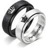 Ihanskio Personalizzato glassato corona coppia anelli all'interno del testo inciso Anelli di promessa per lui e lei personalizzato coppia bande per anniversario Matrimonio Fidanzamento (Nero-6mm-Spinner)
