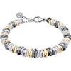 ParticolarModa Bracciale Donna regolabile quadrifoglio portafortuna nodini lucido diamantato 7 mm (Regolabile da 19 a 22 cm (x polso 16-18), Argentato/Dorato/Fumè)