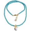 Generic Collana pasta di TURCHESE, perle naturali, libellula ottone, collana pietre vere, collana girocollo, collana ciondoli, collana italiana