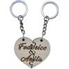 Faltec Portachiavi personalizzato cuoricini ad incastro con nome dei fidanzati - San Valentino - regalo perfetto per la tua dolce metà