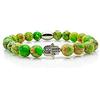 Generic Bracciale con diaspro Bracciale con perline verdi Mano di Fatima Argento 8 mm Acciaio inossidabile (Fatima)