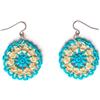 Handmade Orecchini tondi/mandala, orecchini boho in pizzo, Gioielli all'uncinetto, turchese/beige, moda donna, Made in Italy, Bijoux da donna, Lavorazione Artigianale