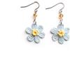 Meraki Studio Orecchini fiore da donna, orecchini margherita con perline di vetro, azzurro/giallo, Gioielli all'uncinetto, boho chic, Made in Italy, Bijoux da donna, Lavorazione Artigianale