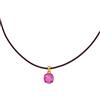 Malu Maiese Collana corta in caucciù marrone con cristallo Swarovski, base dorata placcata oro 18 k, misura regolabile, regali per donna