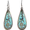 Handmade Orecchini in argento smaltato floreale, orecchini pendenti in argento sterling 925 massiccio, orecchini in smalto