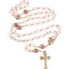 Handmade Generico Rosario in Quarzo Rosa Personalizzato con Nome - Regalo Battesimo Bambina, Prima Comunione o Cresima, 5 Decine con Perle in Vetro Artigianale e Filo Dorato, Gioiello Religioso Cattolico