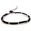 Generic Bracciale in cotone cerato allungabile colore Nero