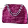 Generico Borsa fucsia realizzata a mano all'uncinetto con manici e catena