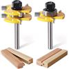yqlbgprj Set di 2 punte per fresa a linguetta e scanalatura, gambo da 1/4, 3 denti regolabili a forma di T, punte per fresa per legno, punte per fresa per sega, punta per fresa a codolo, punta per router a