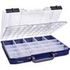 raaco CarryLite 55 5x10-25 Double Lid scatola organizer in plastica con 12 scomparti, coperchio trasparente, per viti e minuteria, 41.3 x 33 x 5.8 cm, capacità 10 kg