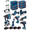 JG todotaladros BOSCH Kit 18V BK802 (GST 18 V-LI S+ GKS 18 V-LI+ GBH 18V-21+ GWS 18-125 V-LI+ GSR 18V-55+ GSA 18 V-LI C+ GDX 18V-180+ GLI 18V-300+ 3 Batteries 5,0Ah + Caricabatterie + 5xL-Boxx136 + L-Box238 +Caddy)